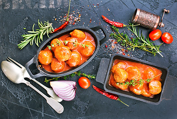 Image showing meatballs with tomato sauce 
