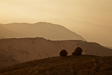 Image showing Sunset in mountains