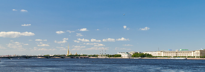 Image showing Saint Petersburg, Russia. Panoramic view of the Peter and Paul fortress and the Neva river.