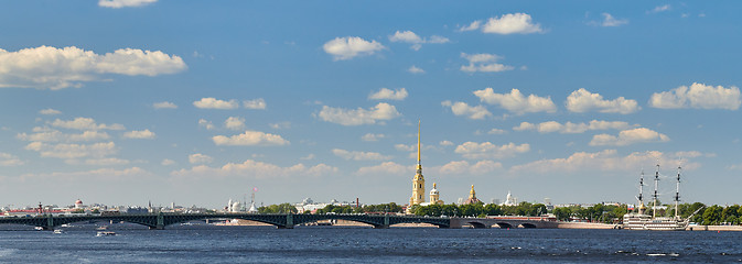 Image showing Saint Petersburg, Russia. Panoramic view of the Peter and Paul fortress and the Neva river.