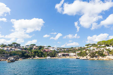 Image showing Beautiful village of Port Rafael from the sea, Sardinia, Italy.