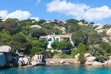 Image showing Summer sea house in beautiful village of Port Rafael, Sardinia, Italy.