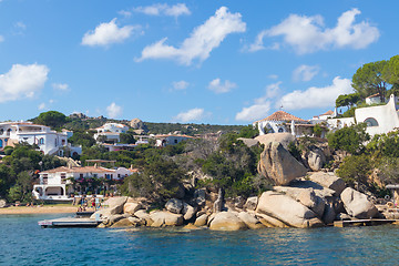 Image showing Beautiful village of Port Rafael from the sea, Sardinia, Italy.