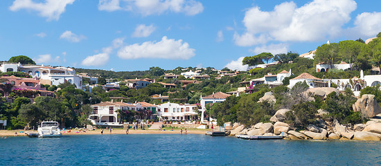 Image showing Beautiful village of Port Rafael from the sea, Sardinia, Italy.