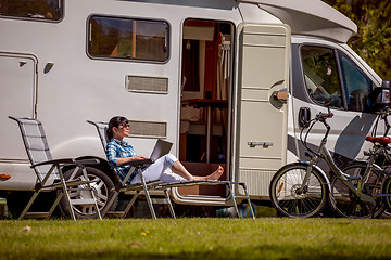 Image showing Family vacation travel, holiday trip in motorhome RV