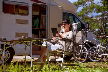 Image showing Family vacation travel, holiday trip in motorhome RV