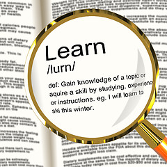 Image showing Learn Definition Magnifier Showing Knowledge Gained And Study