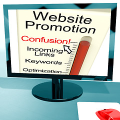 Image showing Website Promotion Confusion Shows Online SEO Strategy