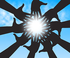 Image showing Hands In Sky Shows Togetherness Human And Relations