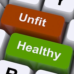 Image showing Healthy And Unfit Keys Show Good And Bad Lifestyle