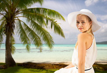 Image showing beautiful woman enjoying summer over beach