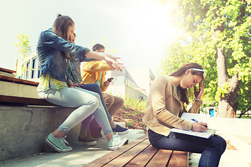 Image showing student girl suffering of classmates mockery