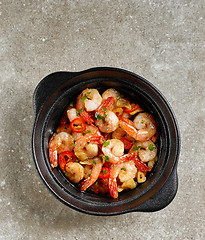 Image showing spicy garlic prawns