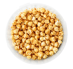 Image showing caramel popcorn in plastic container