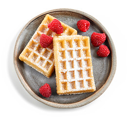 Image showing two waffles on ceramic plate