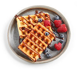 Image showing plate of waffles