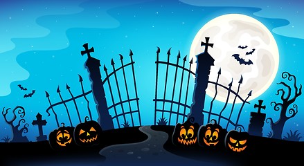 Image showing Cemetery gate silhouette theme 8
