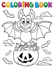 Image showing Coloring book Halloween bat theme 1