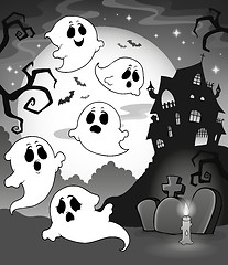 Image showing Ghosts near haunted house theme 7