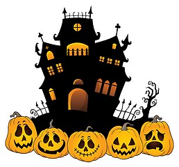 Image showing Halloween house silhouette theme 4
