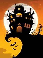 Image showing Halloween house silhouette theme 2