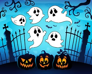 Image showing Halloween image with ghosts theme 8