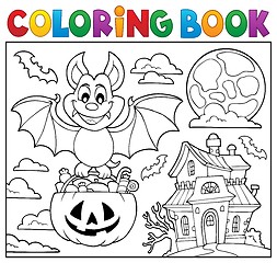 Image showing Coloring book Halloween bat theme 2