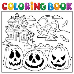 Image showing Coloring book with Halloween pumpkins 2