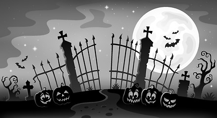 Image showing Cemetery gate silhouette theme 9