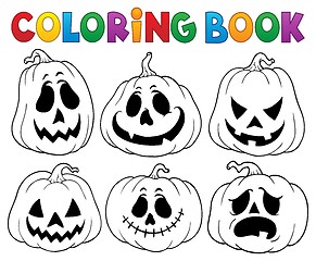 Image showing Coloring book with Halloween pumpkins 3