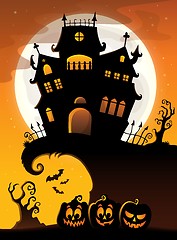 Image showing Halloween house silhouette theme 3