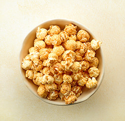 Image showing bowl of caramel popcorn