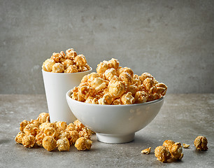 Image showing bowl of caramel popcorn