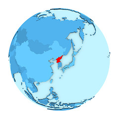 Image showing North Korea on globe isolated