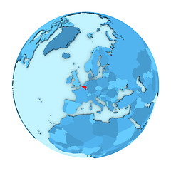 Image showing Belgium on globe isolated