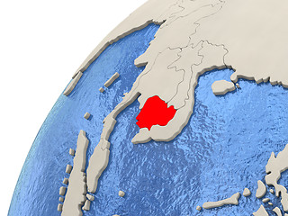 Image showing Cambodia on globe