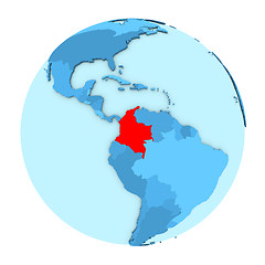 Image showing Colombia on globe isolated