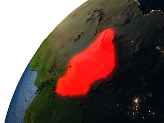 Image showing Chad in red on Earth at night