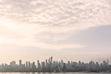 Image showing New York City midtown Manhattan skyline panorama view from Boulevard East Old Glory Park over Hudson River.