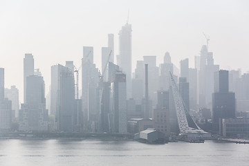 Image showing New York City midtown Manhattan skyline panorama view from Boulevard East Old Glory Park over Hudson River.