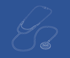 Image showing 3D wire-frame model of stethoscope