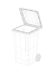Image showing 3D wire-frame model of trash bin
