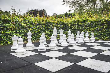 Image showing Large chess game in a park in the spring