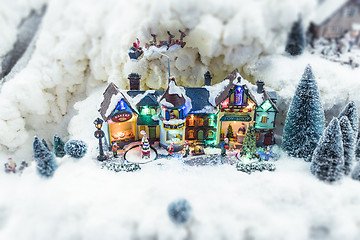 Image showing Miniature Christmas village in the winter