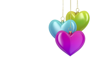 Image showing Colorful heart shaped Christmas balls