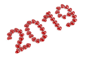 Image showing Number 2019 with red hearts