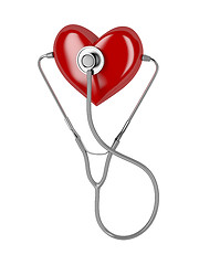 Image showing Red heart and a stethoscope
