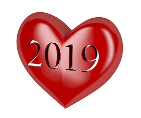 Image showing Year 2019 in red heart