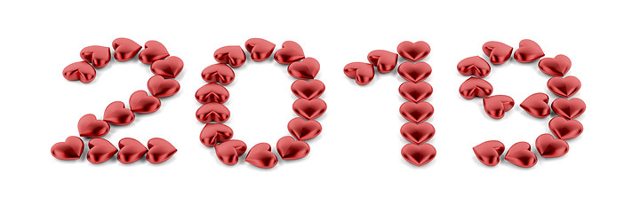 Image showing Happy new year 2019 with red hearts