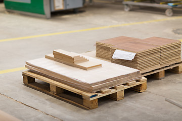 Image showing wooden boards and chipboards storing at factory